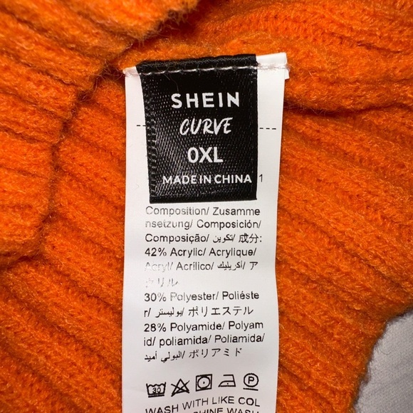 SHEIN Curve Ribbed Knit Cropped Sweater – OXL – Orange with Feather Cuffs🔥🔥🔥 - Picture 4 of 10